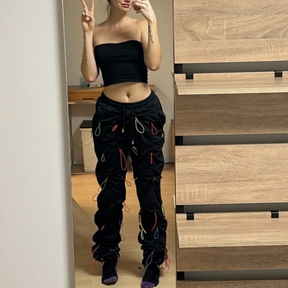 Korean streetwear black joggers - Picture 2 of 5